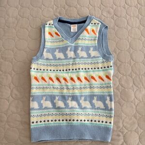 Gymboree Light Blue Bunny & Carrot Knit Sweater Vest